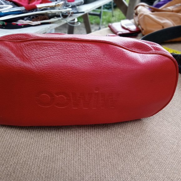 Mimco Lipstick Red Button Leather Shoulder Bag - Picture 4 of 6